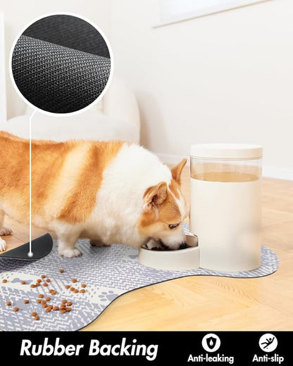 PADOOR- Dog Food Mat- Absorbent Pet Food Mat- Dog Bowl Mat Bone Shaped- Quick Dry Dog Feeding Mat 12"x19", Purple