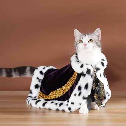 Lovelyshop pet serial Lux Fur Purple Cat Dog Cloak for Halloween costumes