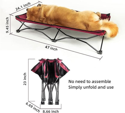 YEP HHO 47 Inches Long Elevated Folding Pet Bed Cot Travel Portable Breathable Cooling Textilene Mesh Sleeping Dog Bed (47 Inch (Pack of 1), Red)