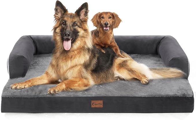 XXL Dog Bed with Bolsters, Orthopedic Dog Beds for Extra Large Dogs, Waterproof Dog Beds XLarge, Memory Foam Dog Bed with Removable Washable Cover, Nonskid Bottom (XX-Large, Dark Grey)