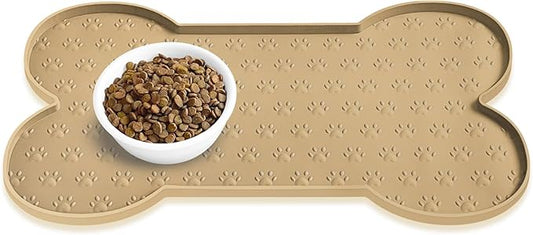 Dog Food Mat Anti-Slip Silicone Dog Bowl Mat Thicker Pet Placemat Waterproof Cat Feeder Pad with Raised Edge Puppy Kitten Feeding Mats Suitable Small Medium-Sized Dogs Cats Eating Tray