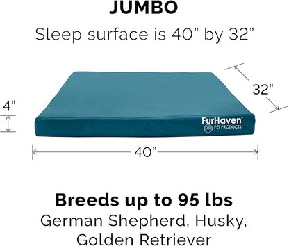 Furhaven Replacement Dog Bed Cover Water-Resistant Indoor/Outdoor Logo Print Oxford Polycanvas Mattress, Washable - Deep Lagoon, Jumbo (X-Large)