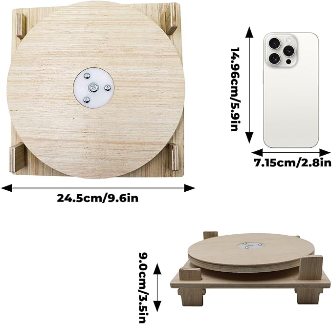 Hamster Toys, Wooden Running Turntable Toy for Small Pet, Hamster Cage Accessories, Rat Enrichment Toys, Running Wheel for Hamester, Rat, Gerbil, and Other Small Animals