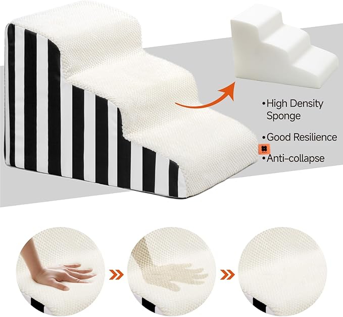 MEWOOFUN Dog Stairs for Small Dogs 3-Tier Dog 50lbs Small