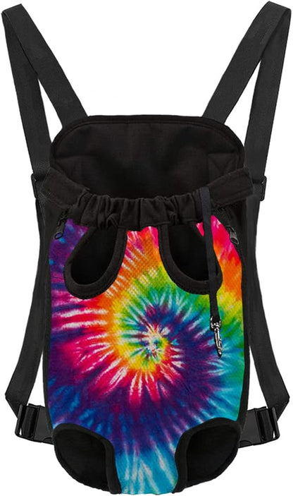 Fashion Tie-dye Image Design Travel Sling Bag for Dog Cats, Puppy Cats Knapsack Carrier Chest Holder, Adjustable Strap for Different Size Dogs, Size S