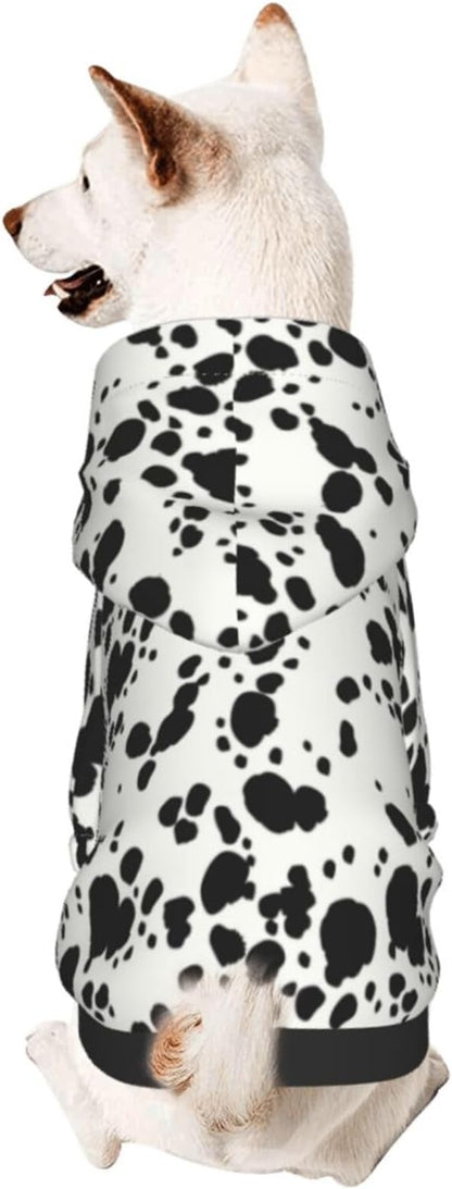 Cute Dalmatian Dog Costume, Animal Dalmatian Print Hoodies Puppy Winter Clothes Sweatshirt for Halloween Cosplay Autumn Wear Dog Winter Hoodies with Pocket for Small Medium Dogs S