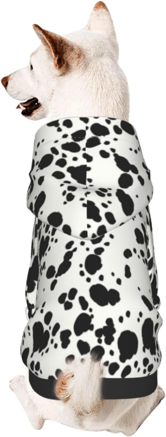 Cute Dalmatian Dog Costume, Animal Dalmatian Print Hoodies Puppy Winter Clothes Sweatshirt for Halloween Cosplay Autumn Wear Dog Winter Hoodies with Pocket for Small Medium Dogs M