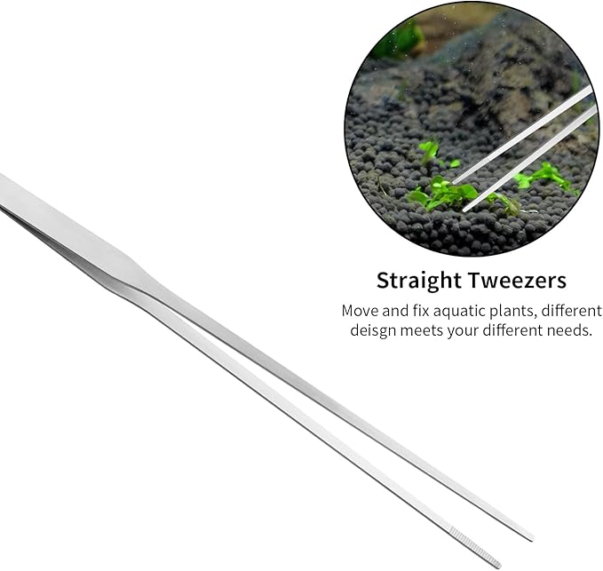 Ohtomber Aquascape Tools Aquarium Kit - 4PCS Terrarium Supplies Include Long Tweezers for Terrarium, Feeding Tongs, Aquarium Scissors, Aquarium Algae Scraper for Fish Tank Cleaning Plant Trimming