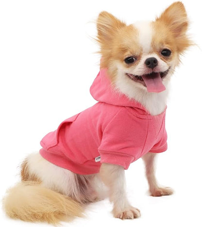 LOPHIPETS Lightweight Cotton Hoodie for Small Dogs – Hooded Sweatshirt for Chihuahuas Puppy and Toy Breeds-Pink/L