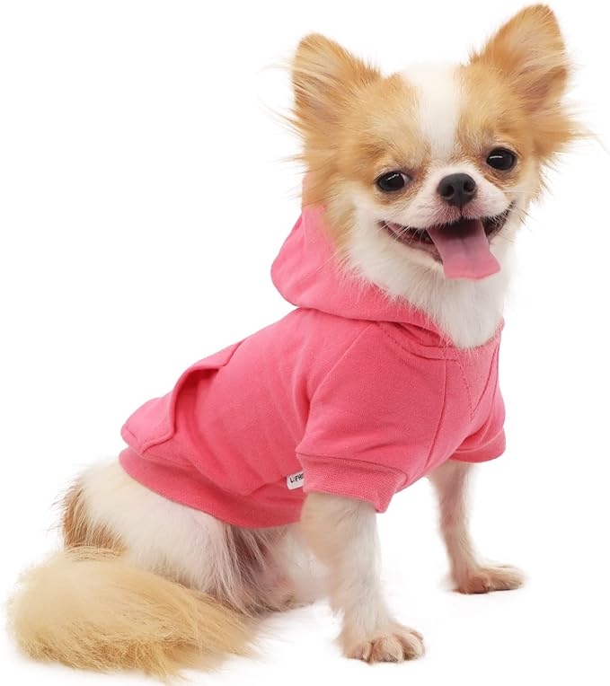 LOPHIPETS Lightweight Cotton Hoodie for Small Dogs – Hooded Sweatshirt for Chihuahuas Puppy and Toy Breeds-Pink/M