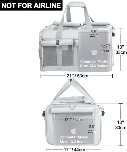 Cat Carrier with Wheels for 2 Cats - Double Compartment Cat Carrier with Wheels for 2 Cats - 21" x 17" x 13" Not for Airline