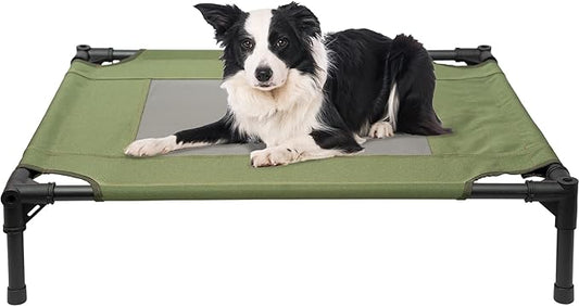 Green Elevated Dog Bed for Medium Dogs Outdoor,30 * 24 * 7 inches
