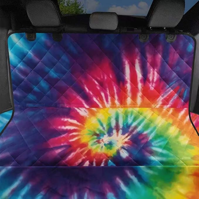 AFPANQZ Rainbow Tie Dye Dog Seat Cover