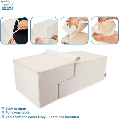 Best Pet Supplies Foldable Pet Stairs Cover for Foam Dog Ramps 4-Step