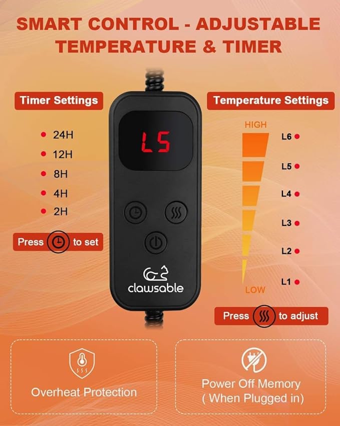 Super Large Size Outdoor Pet Heating Pad for Dogs 6 Temp 5 Timers