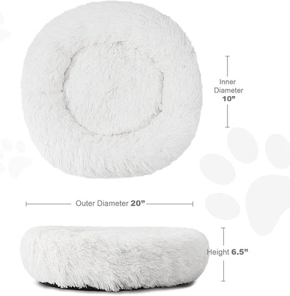 Aurako Cat Bed Dog Bed Round Cushion Pet 20" Milky