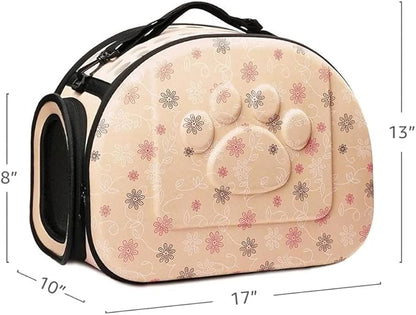 Pet Bag Outdoor Portable Pet Breathable Shoulder Bag Handbag Space EVA Cats Dogs Backpack Folding Travel Shoulder Bag Cats Dogs (Beige, M)