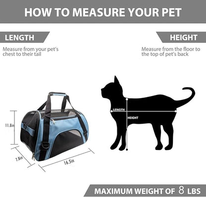 Pet Carrier Airline Approved Cat Carrier Dog Carrier for Medium Small Cats Small Puppy Kitten,Dog Cat Pet Travel Carrier (Small, Blue)