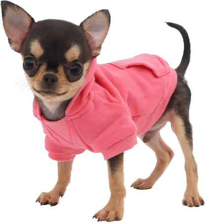 LOPHIPETS Lightweight Cotton Hoodie for Small Dogs – Hooded Sweatshirt for Chihuahuas Puppy and Toy Breeds-Pink/XS