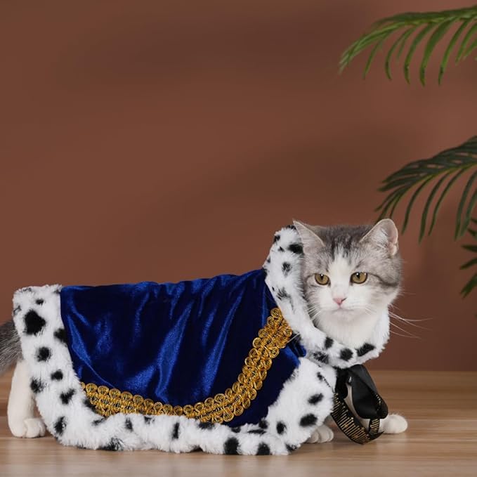 Lovelyshop pet serial Lux Fur Blue Cat Dog Cloak for Halloween costumes