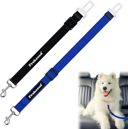 2 PCS Dog Seat Belt for Car Frskcssd Adjustable Dog Car Harness Heavy Duty Nylon Dog Safety Seat Belt Durable Pet Seat Belts for Small & Large Dogs Supports All Cars Quick & Easy Installation (Blue)