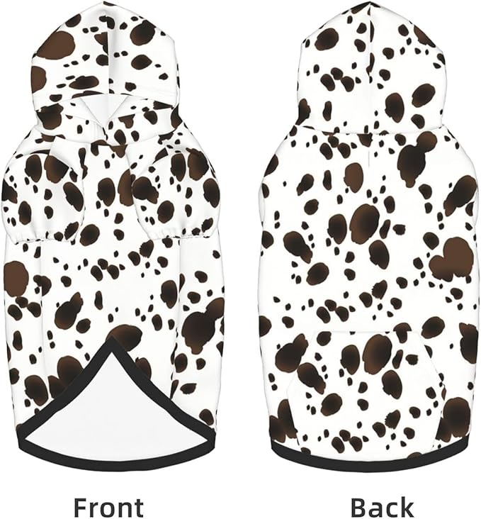 Cute Dalmatian Print Dog Hoodies，Dog Clothes with Pocket