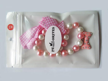 Fancy Diamond Pearl Dog Necklace Collar Jewelry with Bling Rhinestones Bone Charm for Pets Cats Small Dogs Girl Teacup Chihuahua Yorkie Clothes Costume Outfits Accessories