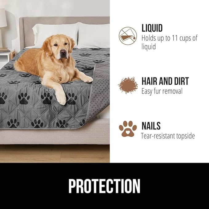 Gorilla Grip 100% Waterproof Dog Blanket, Pet Friendly Throw Essential for Small Pets, Dogs, Cats, Tear and Slip Resistant Leakproof Couch Cushion Protector Cover for Indoor Furniture, 30x70 Paw