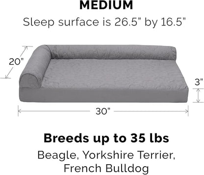 Furhaven Memory Foam Dog Bed for Medium/Small Dogs w/ Removable Bolsters & Washable Cover 35 lbs