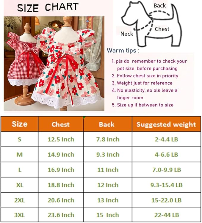 ANIAC Floral Dog Dress with D-Ring Dog Dresses for Small Dogs Girl Bow Cat Dress for Cat only Dog Outfit Summer Puppy Clothes for Chihuahua Yorkie Dachshund Pomeranian (2XL