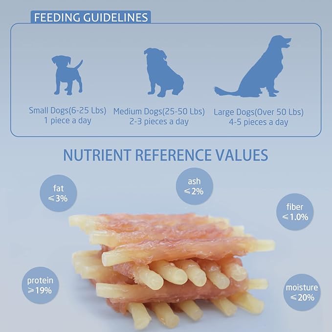 ASMPET Dog Treats Small Dogs, Chicken Wrapped Cod Fish Rich in Omega3 Rawhide Free Grain Free Natural Dog Treats Healthy for Medium Large Dogs Training Dog Chews (16 pcs,10.6 oz)