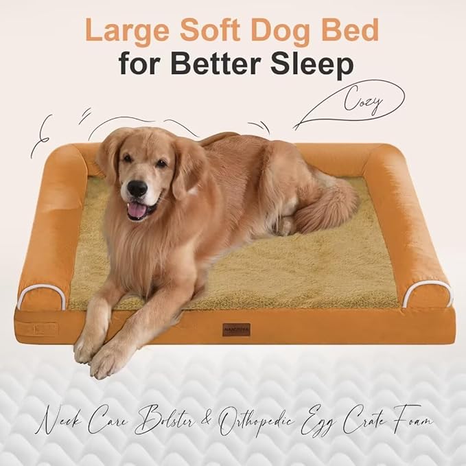 Large Dog Bed Orthopedic Washable: Jumbo Dog Bed Bolster Extra Large Dogs Egg Crate Foam Sofa Couch Waterproof Removable Cover