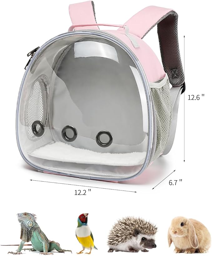 Small Animal Carrier Backpack Space Capsule Bubble Window Carrier Backpack for Lizard Guinea Pig (Pink)