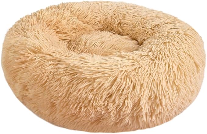 otoez Round Donut Dog Bed for Small Dogs (23.6", Oatmeal)