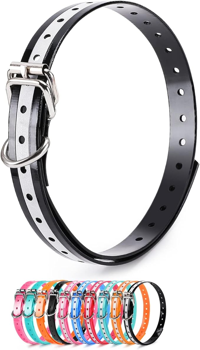 Replacement Collar Strap 3/4',Reflective,Adjustable,Metal Buckled,Waterproof