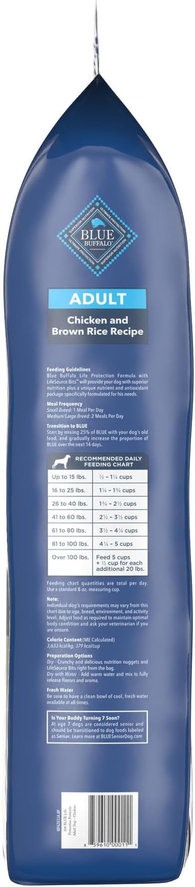 Blue Buffalo Life Protection Formula Adult Dry Dog Food, Helps Build and Maintain Strong Muscles, Made with Natural Ingredients, Chicken & Brown Rice Recipe, 30-lb. Bag