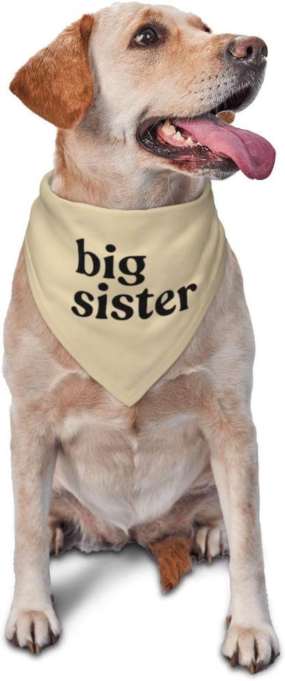 Big Sister Dog Bandana,Baby Announcement Dog Bandana,Gender Reveal,Pet Scarf, Pet Accessories for Photo Props Accessories (Khaki)