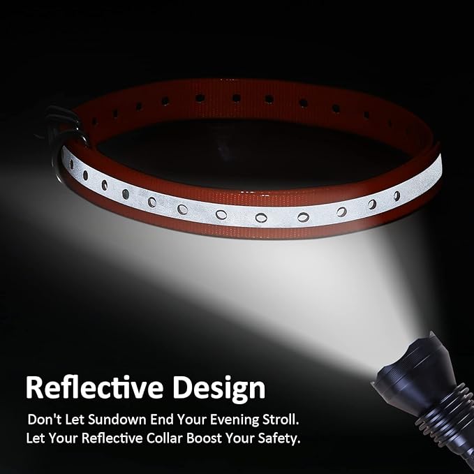 Replacement Collar Strap 3/4',Reflective,Adjustable,Metal Buckled,Waterproof Pack2)