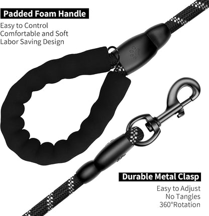 Heavy Duty Dog Leash for Large Medium Small Breed Dogs Handle,4/5/6 FT Holder,Black,1/2 inch