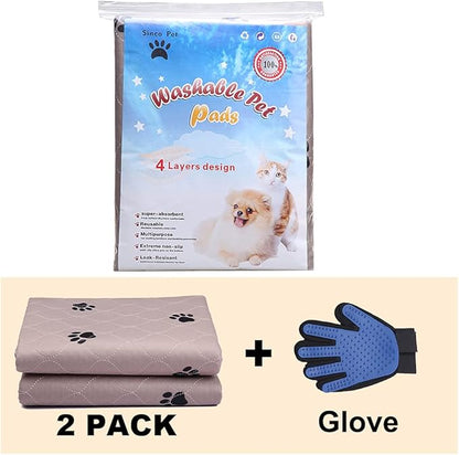 Washable Dog Pee Pads with Puppy Grooming Gloves
