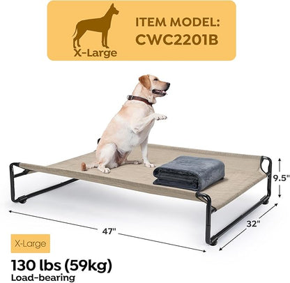 Veehoo Large Elevated Dog Bed with Flannel Dog Blanket CWC2201B