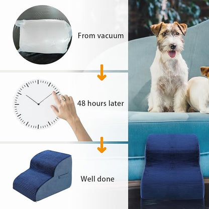 High Density Foam Dog Stairs Steps 13.7’’ Non-Slip 2-Tiers (Navy