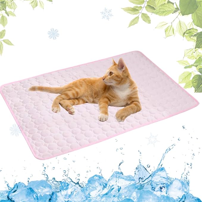 Dog Cooling Mat Washable Seats(Pink,11x15in)