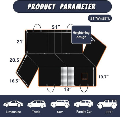 Dog Car Seat Cover for Back Seat 54''W×58''L (900D-6-1-blue)
