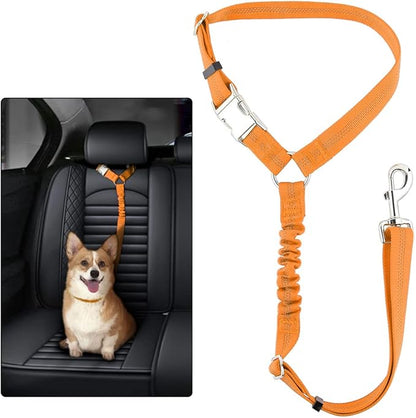 Plutus Pet Dog Seat Belt for Car Headrest, Reflective and Adjustable Restraint with Elastic Bungee for Safety, Vehicle Seatbelt Harness for Small Medium Large Dogs and Cats