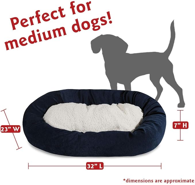 32 inch Navy Villa Collection Sherpa Bagel Dog Bed