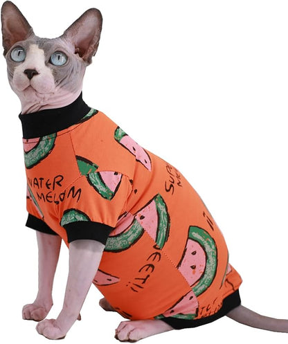 Sphynx Hairless Cat Cute Summer Cotton T-Shirts Pet Clothes 1))