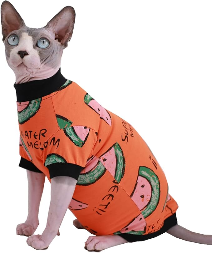 Sphynx Hairless Cat Cute Summer Cotton T-Shirts Pet Clothes 1))