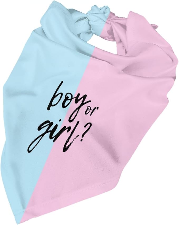 He Or She What Will It Be? Gender Reveal/Baby Announcement Dog Bandana,Pet Neckerchief for Pets Daily Wear Photo Prop Party Supplies (Pink/Blue)