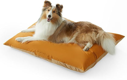 Allisandro Outdoor Dog Bed Pet Pad Tough Pet Pillow with Removable Cover, Scratch and Water Resistant, Orange/Light Brown, 40 X 30 X 4 Inches